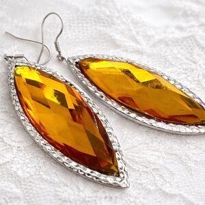 Elegant Silver and Amber Drop Earrings